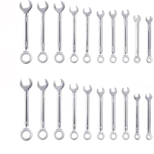 Bestgle 20 Pcd Llaves de Carraca, Juego de 20 Llaves Combinadas Métricas 4-11mm+Pulgada 5/32 Juego de Llaves Combinadas Engranaje de Trinquete de 72 Dientes