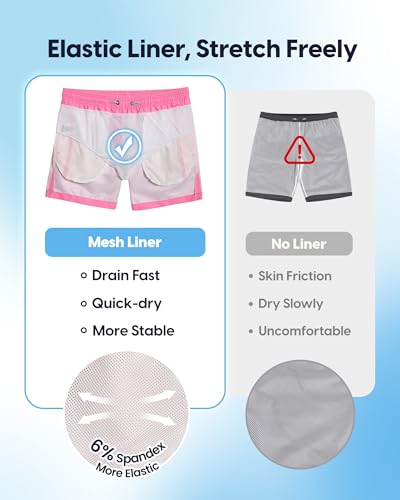 Image of maamgic Mens Swim Trunks 5 Inch with Mesh Lining, Quick Dry Mens Bathing Suit, Swim Shorts for Swimming and Beach