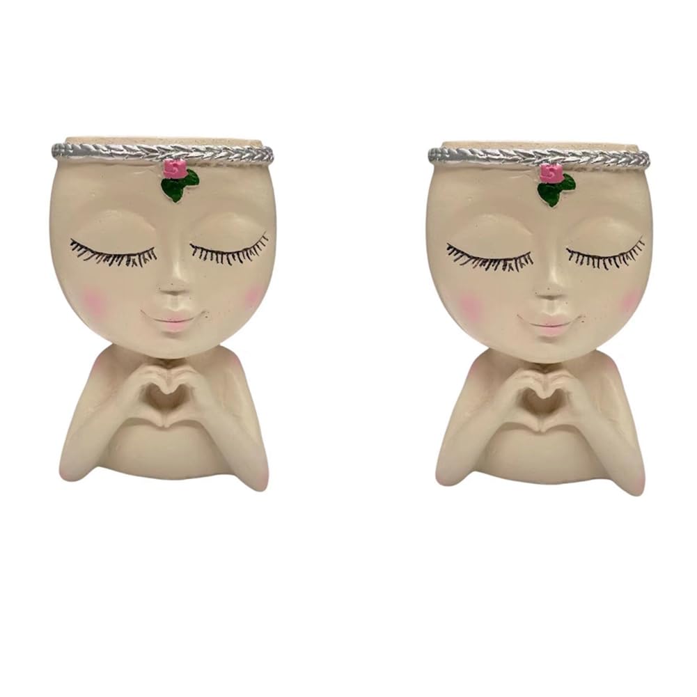 CTRLZS 2 PCS Face Planter Cute Planter Decorative Plant Pots As Shown Flower Face Planter Pots Face Planter