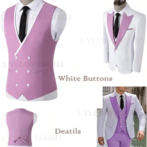 3 Piece Double Breasted Suits for Men Slim Fit Wedding Mens Tuxedos Suits Sets One Button Blazer Vest Pants3