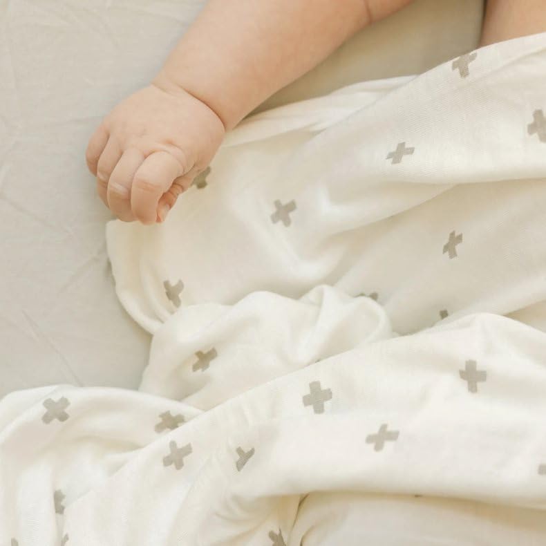 Image of Little Unicorn Premium Stretch Knit Swaddle Blanket | Super Soft with Optimal Stretch & Breathability for swaddling (Grey Cross)