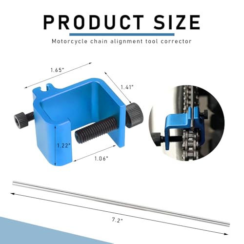 Image of KVAEY Chain Alignment Tool for Motorcycle, 08-0048 Aluminum Sprocket Chain Adjustment Tool, Quick & Accurate Professional Chain Alignment Tool Suitable for ATV Scooter Dirt Bike (Light Blue)