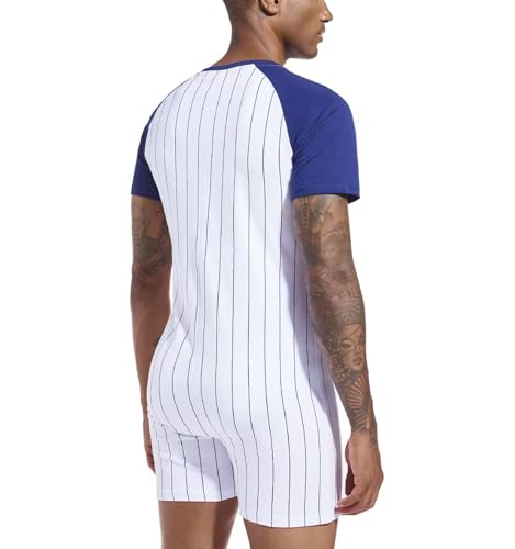 Mens Onesie Henley Jumpsuit Short Sleeve One Piece Pajamas Cotton Romper for Men4