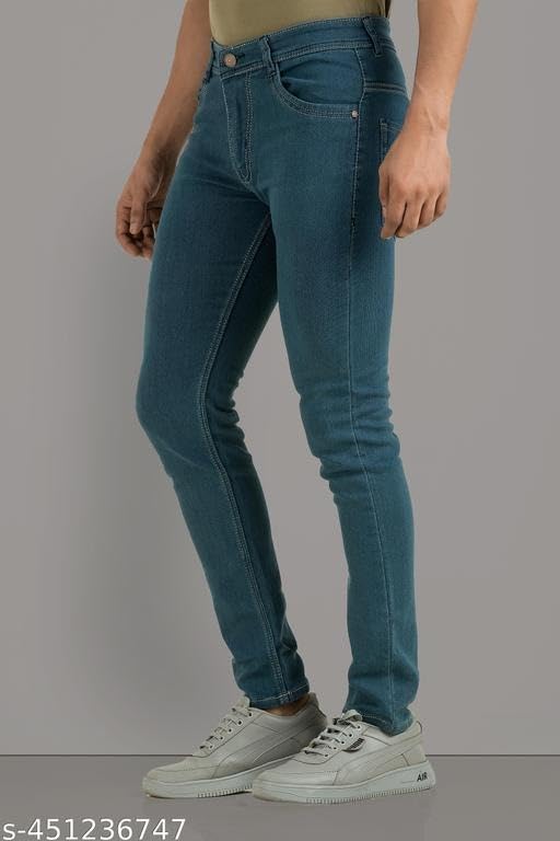 Image of Men's Solid Comfortable Slim Fit Jeans