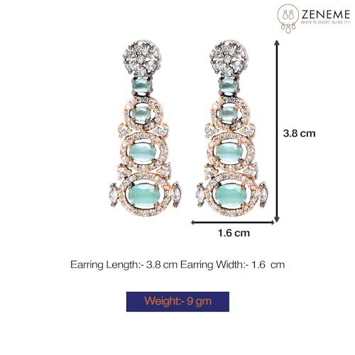 Rhodium-Plated American Diamond Studded Drop Earrings