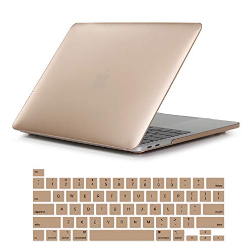 Se7enline Compatible with MacBook Pro 13 inch 2024/2023/2022/2021/2020 Case Frosted Hard Shell Cover for Mac Pro 13-inch Model M1/M2 A2338/A2251/A2289 with Touch Bar Touch ID&Keyboard Skin, Gold