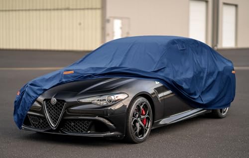 Image of Kaugung Heavy Duty Car Cover Custom Fit Alfa Romeo Giulia (2016-2025), Waterproof All Weather Resistant Outdoor Sun Rain Dust Snow Protection with Anti-Theft Lock.
