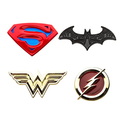 DC-Comics-Unisex-Adult-Justice-League-Superman-Batman-Wonder-Woman-and-The-Flash-Enamel-Lapel-Pin-Set-4-piece-YellowRed-One-Size