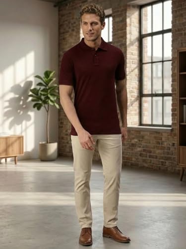 Image of Lux Cozi Men's Cotton Solid Polo Tshirt | Collar Tshirts | Half Sleeves | Stylish & Premium All Day Wear | Pack of 1