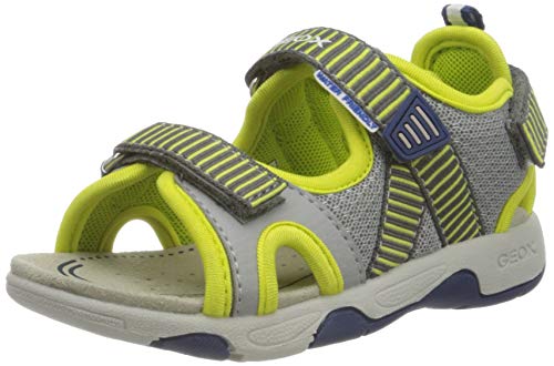 Geox B Sandal Multy Boy B, Sandalias de Punta Descubierta Bebé-Niños, Gris (Grey/Lime Green C1172), 21 EU