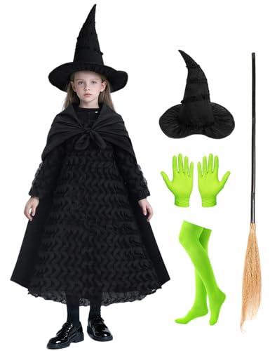 Disfraz completo bruja negra para niñas 9-10 años miniatura 1