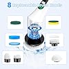 Brosse Electrique Nettoyage Rotative, Brosse de Nettoyage sans Fil avec 9 Têtes de Brosse Remplaçables, IPX7 Étanche, 2 Vitesses, pour Salle Bain Cuisine Electric Spin Scrubber (Blanc)