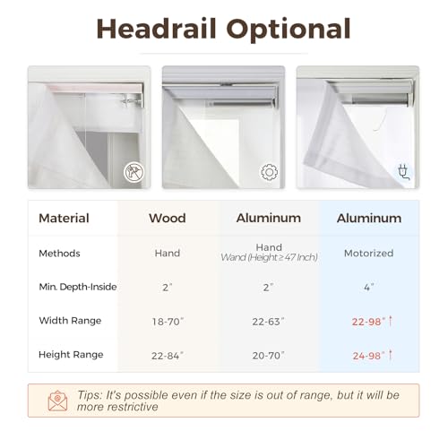 Image of TWOPAGES Liz No Drill Cordless Roman Shades Linen Textured Roman Blinds for Windows, Custom Made Room Darkening Blackout Roman Window Shades, Hardware Included, Rust Brown, 1 Piece