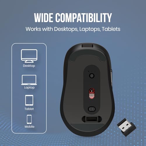 Image of Portronics Toad Neo Wireless Bluetooth Mouse with Dual Wireless Connectivity (BT + 2.4 GHz), Rechargeable Battery, Forward & Back Button, Multi-Device Pair, Upto 3200 Dpi Sensitivity(Black)