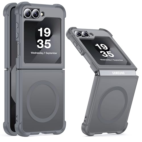 Coque Samsung Z Flip 5 / Flip 6 compatible MagSafe grise antichoc