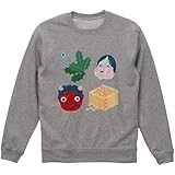 [igsticker] プリント トレーナー 8.8オンス メンズ レディース ユニセックス 長袖 スウェット S サイズ クルーネック グレー 015786 節分 豆まき 鬼