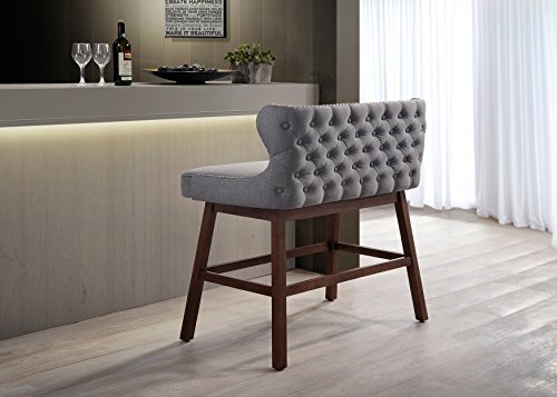 Baxton Studio Gradisca Banco para Bar Tapizado en Tela Gris Moderno y Contemporáneo miniatura 2