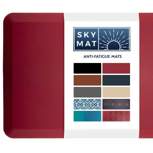Sky Solutions Anti Fatigue Mat - Cushioned 3/4 Inch Comfort Floor Mats for Kitchen, Home Office & Garage - Anti Fatigue Mat for Standing Desk Office (20" x 39", Burgundy)