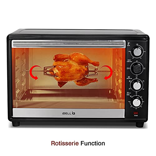 Image of iBELL 50 Litre OTG 2000W Convection Oven Toaster Griller with Motorized Rotisserie & Multiple Heating Modes Black