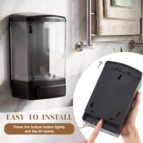 Image of Hushee 4 Pcs Plastic Wall Mounted Soap Dispenser Commercial Manual Soap Containers Wall Dispenser for Kitchen Shower Hotel Liquid Shampoo Gel Chamber(33.8 oz 1000 ml,Clear)