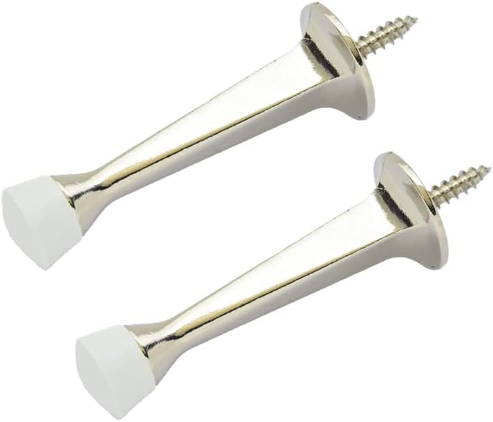 QCAA Rubber Tip Heavy Duty Solid Rigid Door Stop, 3", Zinc Die Cast, Brass Plated, Made in Taiwan, 20 Pack