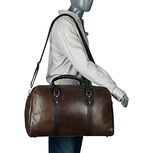 Piel Leather Classic Zip-Down Duffel, Vintage Brown, One Size #TOP5