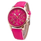 Unisex Quarzuhr Doppelschicht Literal Einfache Gürteluhr Gold Shell Beige Dreiäugig Literal Römische Ziffern ohne Diamanten Uhr