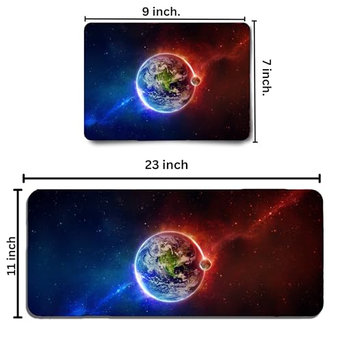 Image of Earth Combo XL Extended Gaming Mouse Pad | XXL Large Desk Mat 60x30cm for Laptop & PC | Non-Slip Rubber Base, Waterproof, Durable & Smooth Surface | Office, Gaming & Study, asthetic