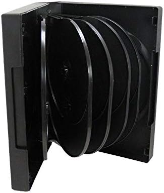 Maxtek Black 12 Disc CD/DVD/Blu-ray Case with 5 Flip Trays and Outter Clear Artwork Sleeve, 2 Pack