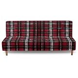 Xoenoiee Futon Cover Armless Sofa Covers Sofa Bed Covers Stretch Futon Couch Cover Sofa Slipcover Washable Furniture Protector, Tartan-Style Plaid Red