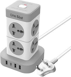 One Beat Mini Tower Extension Boards with USB Port with Universal Sockets and Charging Ports with Indicatori Plug Socket (... Price In India