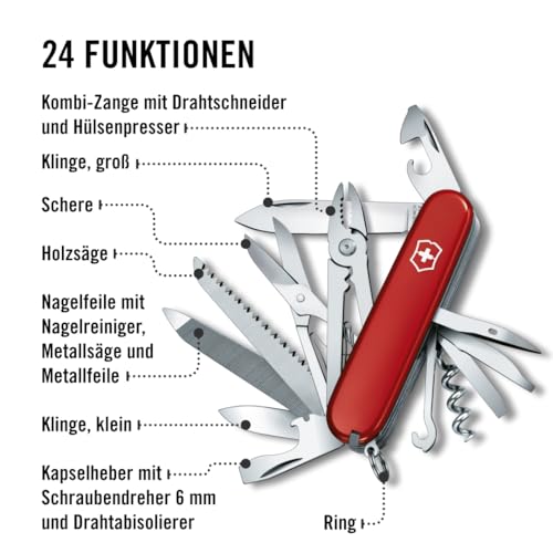 Victorinox Schweizer Taschenmesser Handyman, Swiss Army Knife, Multitool, 24 Funktionen, Klinge, Korkenzieher, Dosenöffner