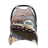 Baby Car Seat Canopy Cover for Mom, Soft Breathable Nursing Breastfeeding Covers Multi Use Stroller Sun Shade Newborn Shower Gift，Ocean Beach Mussel Pearl