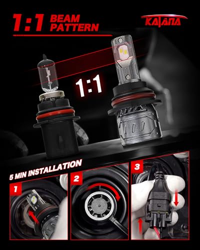 Image of KATANA 9007 Bulb,HB5 400% Brightness 6500K 1:1 Size Plug and Play Fog of 2 | Cooling Fan,High /Low Beam,360Beam Angle