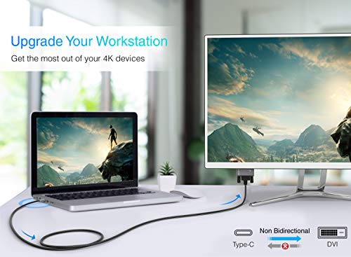 Bluerigger Usb C To Dvi Cable (6 Feet, 4K 30Hz, Usb 3.1 Type C To Dvi, Thunderbolt 3 To Dvi) Usb-C To Dvi-D Cable Compatible With Samsung Galaxy, Surface Book, Macbook Pro, Dell, Pixelbook And More #TOP7