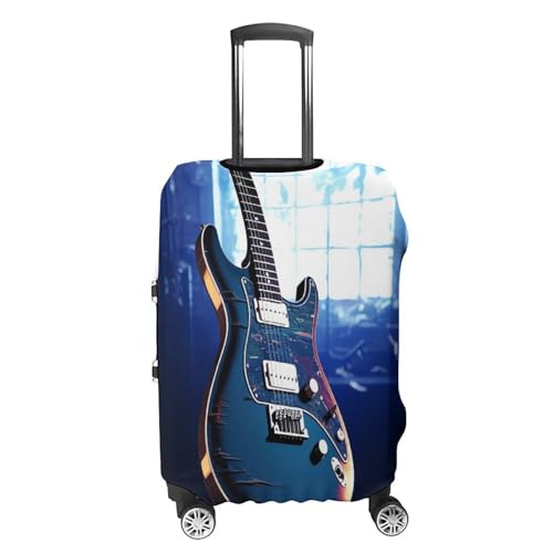 Blue Guitar Luggage Cover Travel Suitcase Covers for Luggage Elastic Carry on Luggage Covers for Suitcase Tsa Approved Washable Luggage Sleeve Protector Fits 18-32 Inch XL4