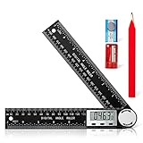 Digital Angle Finder Protractor, 2 in 1 Angle Finder Ruler with 7inch/200mm for Woodworking/Carpenter/Construction/DIY Tools (2 Batteries and Carpenter Pencil Included)