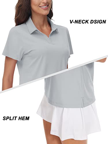 Image of TACVASEN Women's V-Neck Polo Shirts UPF 50+ Short Sleeve Sun Protection Quick Dry Golf Polos Collared Shirt