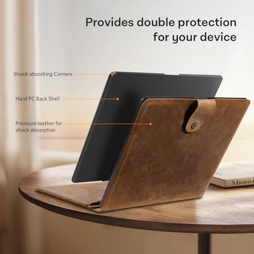 Image of CoBak Premium Genuine Leather Case for 11 inch Kindle Scribe 3rd Gen 2025, Kindle Scribe Colorsoft, TouchPad D10, Folio Cover with Pen Holder, Auto Sleep /Wake, Card Slots, File Folders, Not for Remarkable