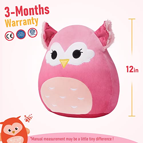 Bstaofy Cute Owl Soft Plush Pillow Collection With Removable Eye Mask Squishy Owl Stuffed Animal Cushion Hugging Stretchy Nap Pillow Christmas Holiday Birthday Gifts For Toddlers Kids, 12’’ #TOP3