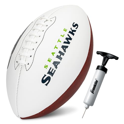 Franklin Sports NFL Seattle Seahawks Autograph Football - Official Size White Panel Souvenir Football for Autographs + Signatures - NFL Team Fan Shop Memorabilia Ball for Display