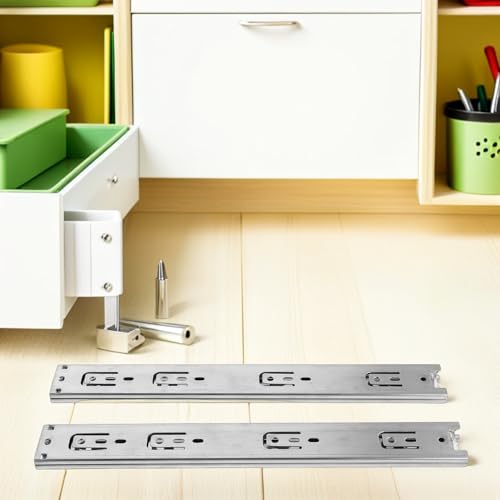 Rails de glissement robustes iplusmile 355 cm coulisses acier tiroir cuisine - 6