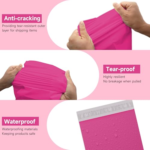 Image of Pink Poly Mailers 24x24 100 Pcs, Cute Waterproof Shipping Bags with Self-Seal Adhesive, Durable Tear-Resistant Shipping Envelopes for Clothing