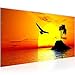 Produktbild Wandbild Sonnenuntergang Palmen 1 Teilig Modern Bild auf Vlies Leinwand Wohnzimmer Flur Landschaft Wasser Orange 601112a