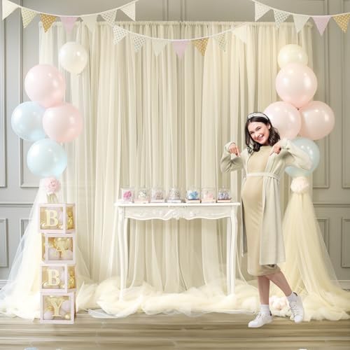 Cortina respaldo tul marfil para eventos 10ft x 10ft miniatura 4
