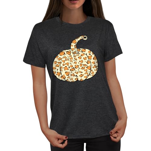 Thanksgiving Shirts for Women: Thankful Greatful Blessed Fall Pumpkin Short Sleeve Crew Neck T-Shirt