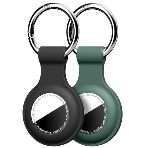 Linsaner Holder for AirTag 2nd(2026) & 1st Gen, 2 Pack, Black/Dark Green
