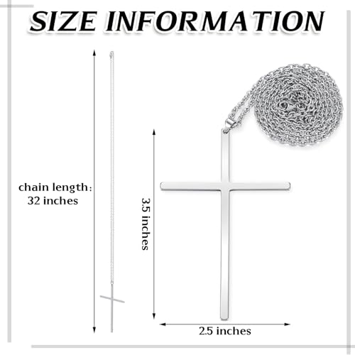 Kigeli 6 Pcs 3.5'' Pectoral Clergy Cross with 32'' Chain Alloy Priest Christian Cross Pendant Halloween Jewelry for Men Woman2