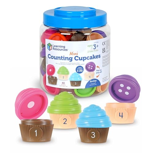 Learning Resources Mini Counting Cupcakes - Birthday Cake Sensory Toys Montessori Preschool Activities Kitchen Play Food Sets for Kids Fine Motor Games