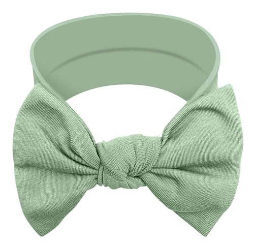 BABYGIZ Diademas de algodón hechas a mano con lazos, accesorios para el cabello para bebés y niñas, color verde (Linden Green)